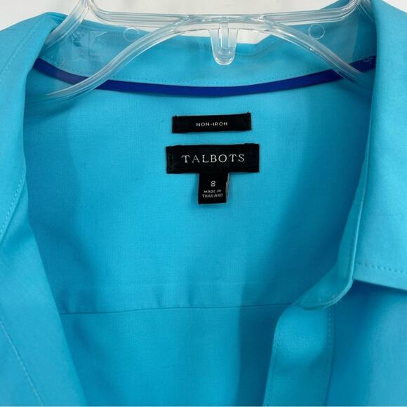 Talbots Blue Button Front Sleeveless Non-Iron Blouse Size 8 - Picture 4 of 5